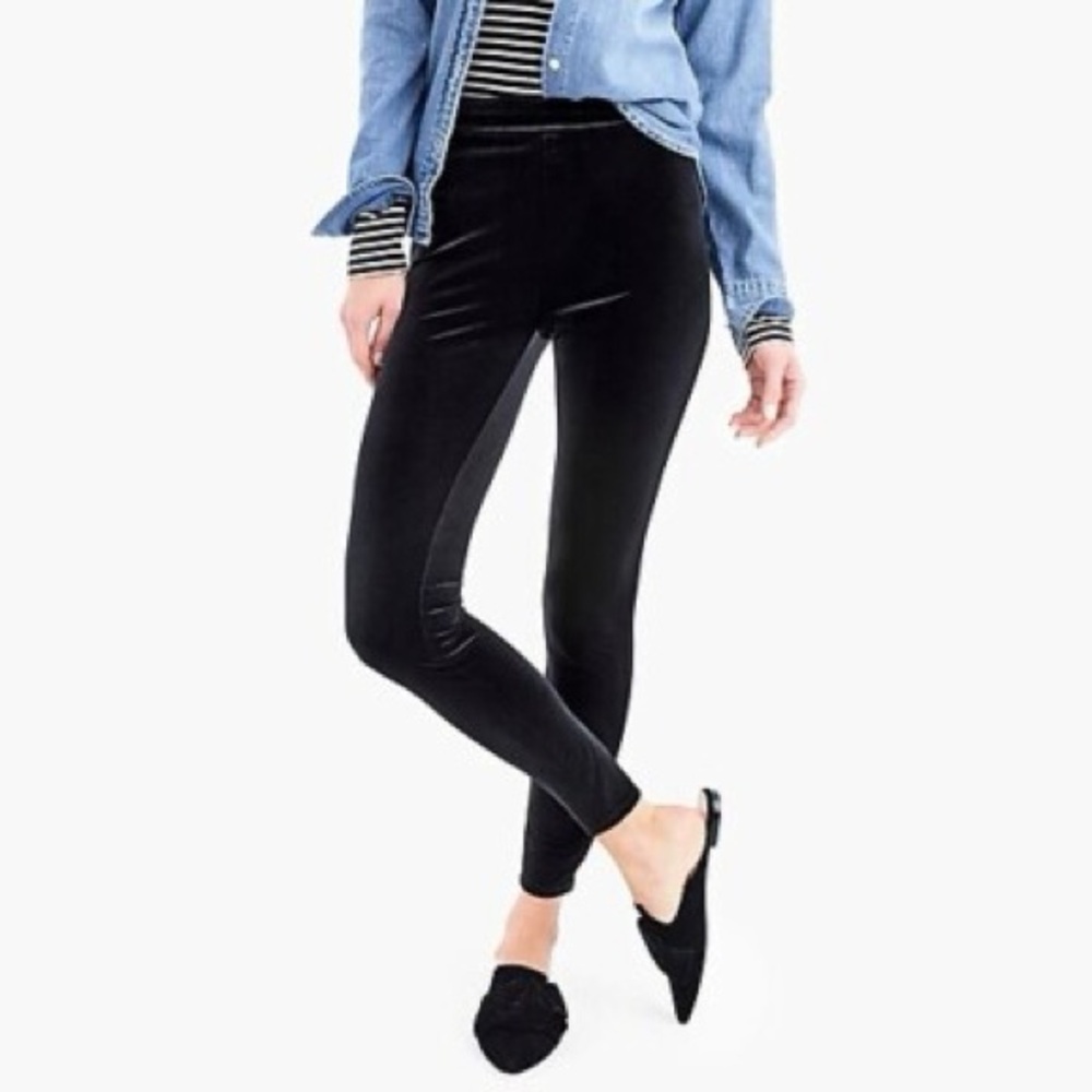 NWT JCREW Black Velvet leggings